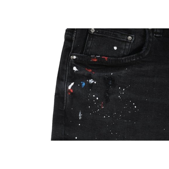 Amiri Mens Paint Splatter Broken Knee Blowout Distressed Skinny Jeans - Picture 6 of 10